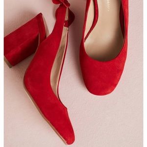 Anthropologie red slingbacks